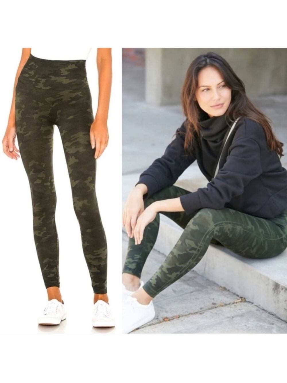 SPANX Olive Camo High-Waist Leggings